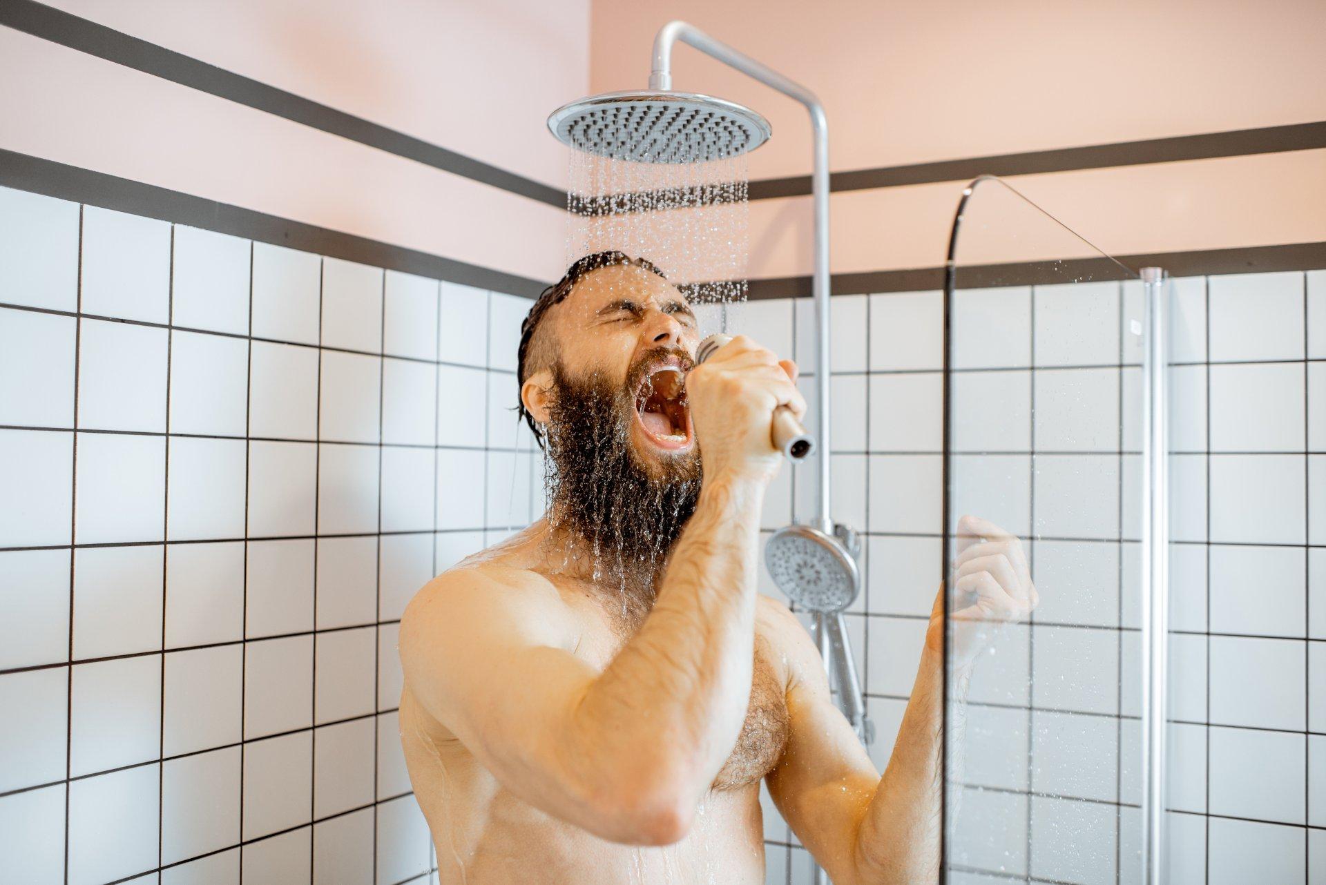 Man singing in the shower