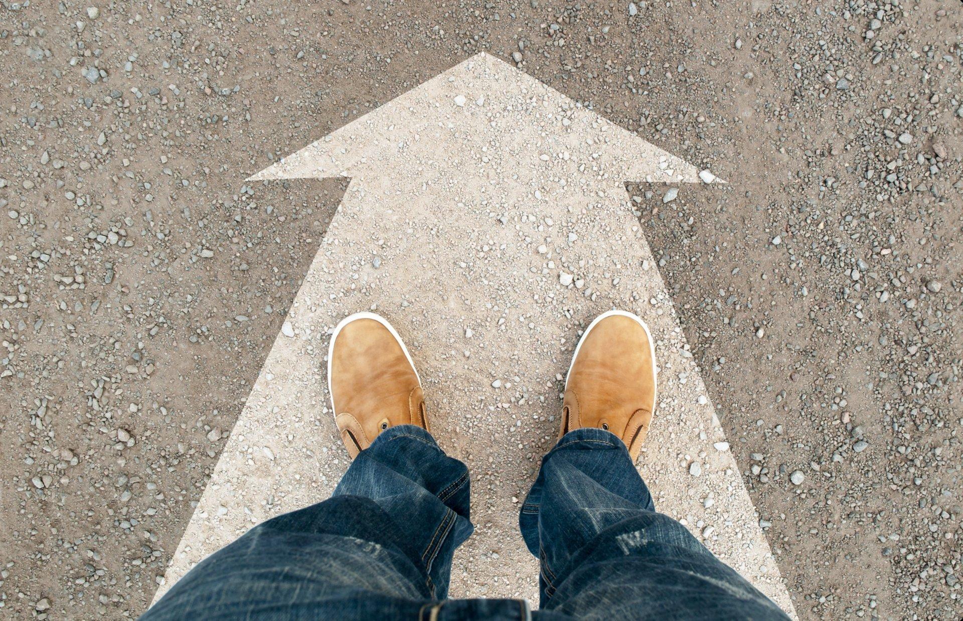 yellow boots on the road