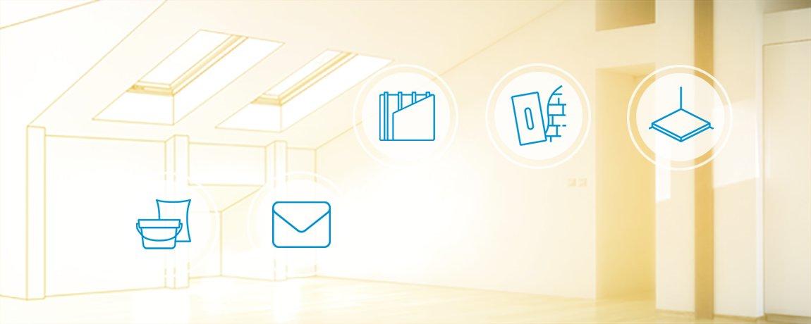 Knauf Newsletter Website Keyvisual mit passenden Icons