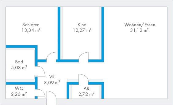 Raumgewinn im Wohnungsbau Animation